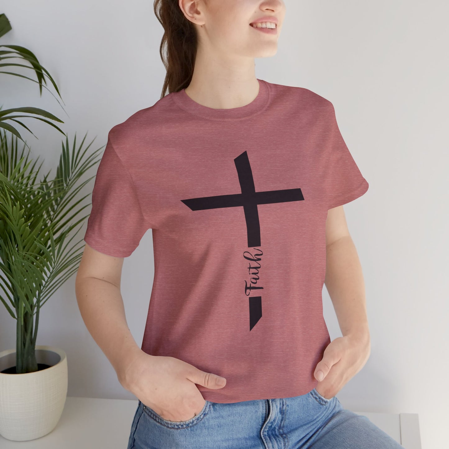 Unisex Jersey Short Sleeve Tee- Faith with Cross