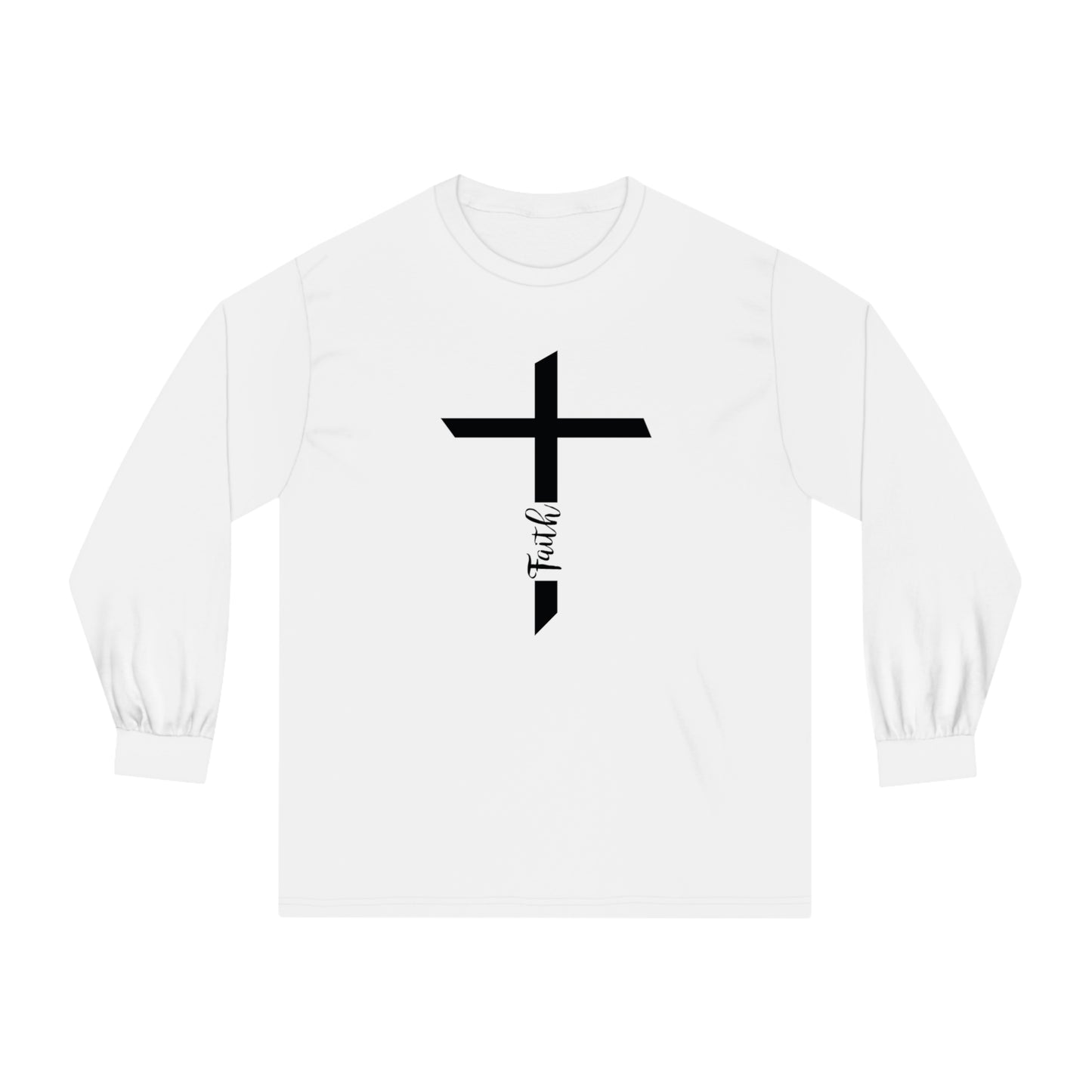 Unisex Classic Long Sleeve T-Shirt- Faith with Cross