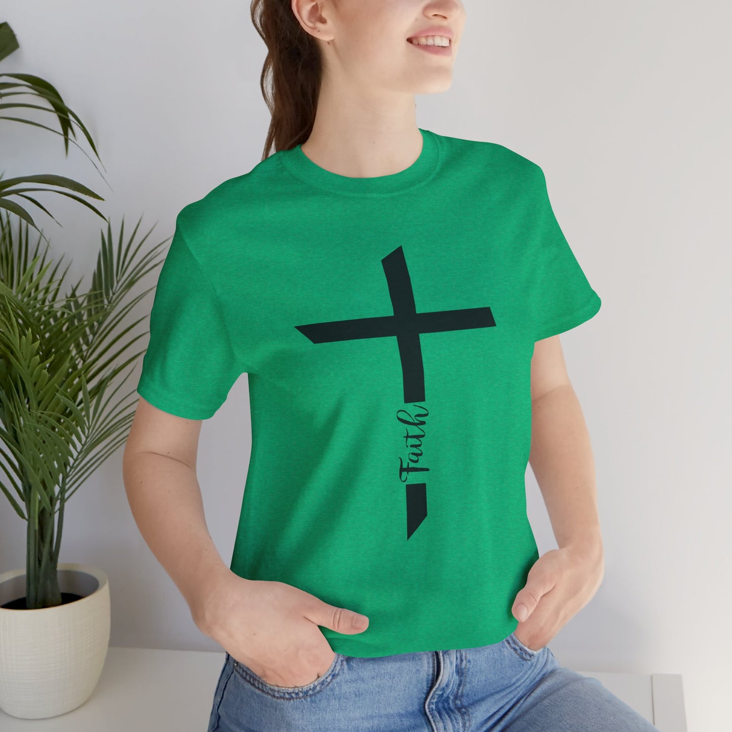 Unisex Jersey Short Sleeve Tee- Faith with Cross