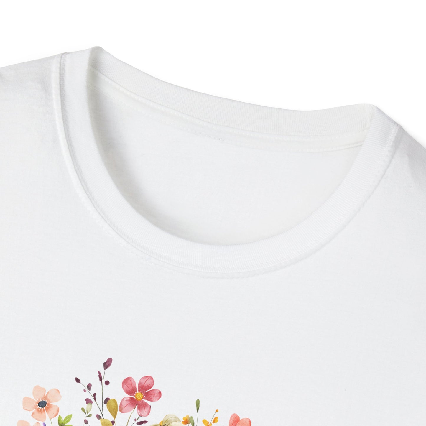 Unisex Softstyle T-Shirt- Pink Flower Border Mom