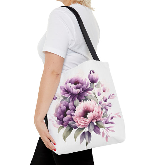 Tote Bag (AOP)- Pink and Purple Flowers