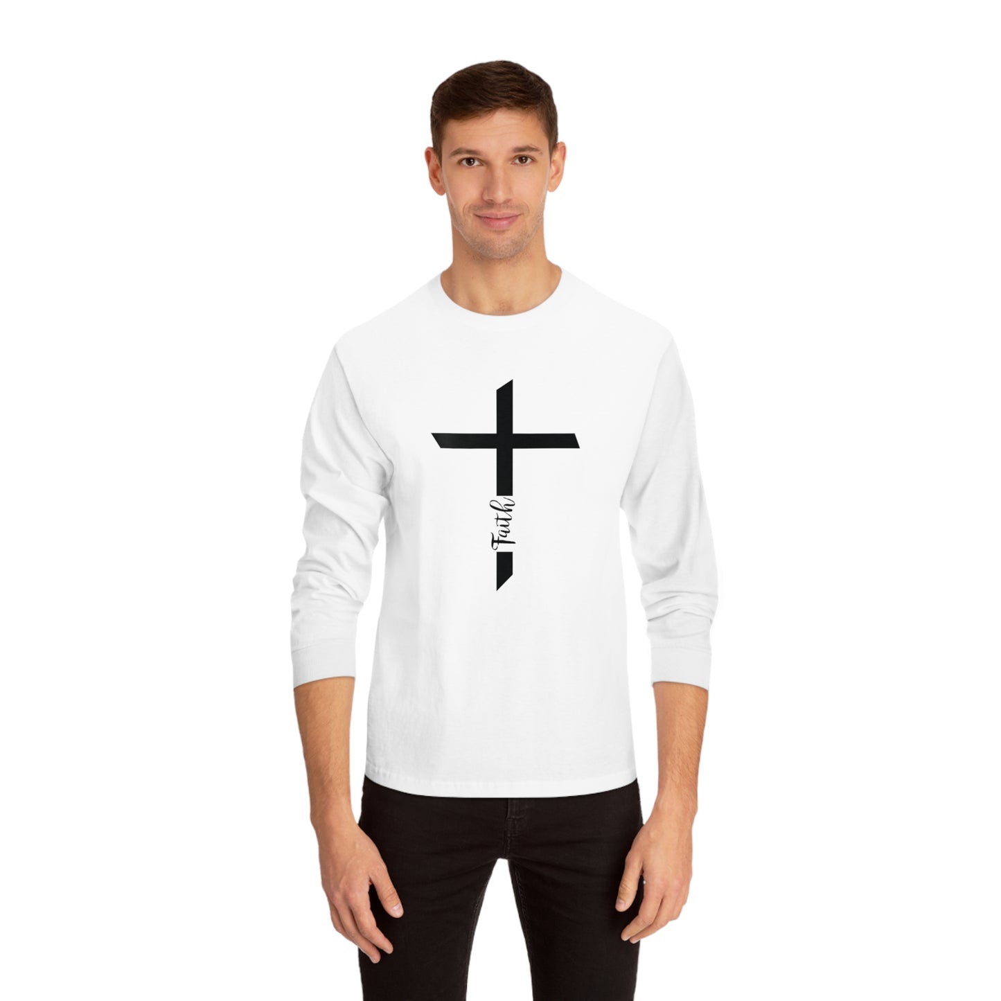 Unisex Classic Long Sleeve T-Shirt- Faith with Cross