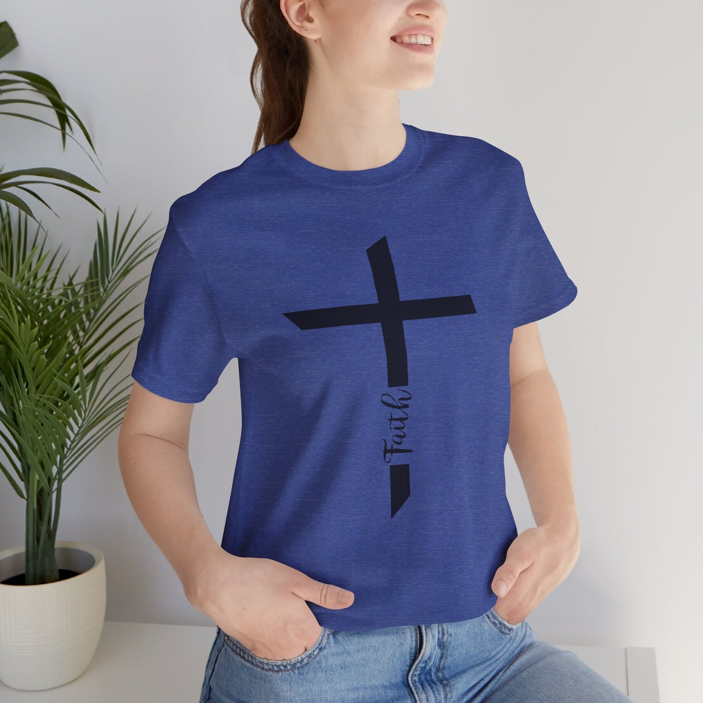 Unisex Jersey Short Sleeve Tee- Faith with Cross