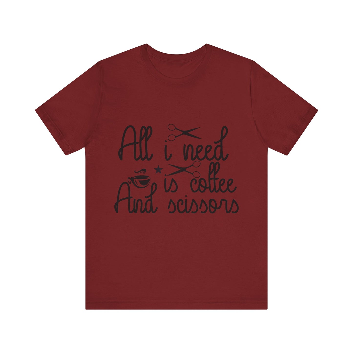 Unisex Jersey Short Sleeve Tee- Coffee and Scissors