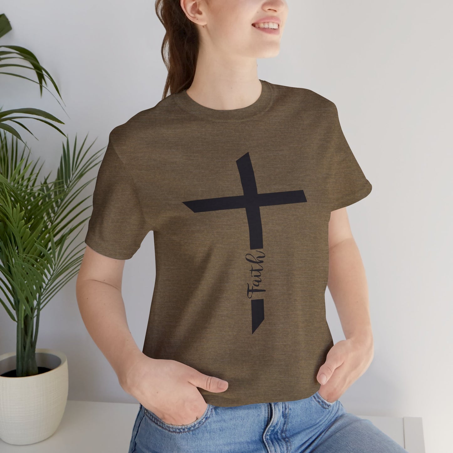 Unisex Jersey Short Sleeve Tee- Faith with Cross