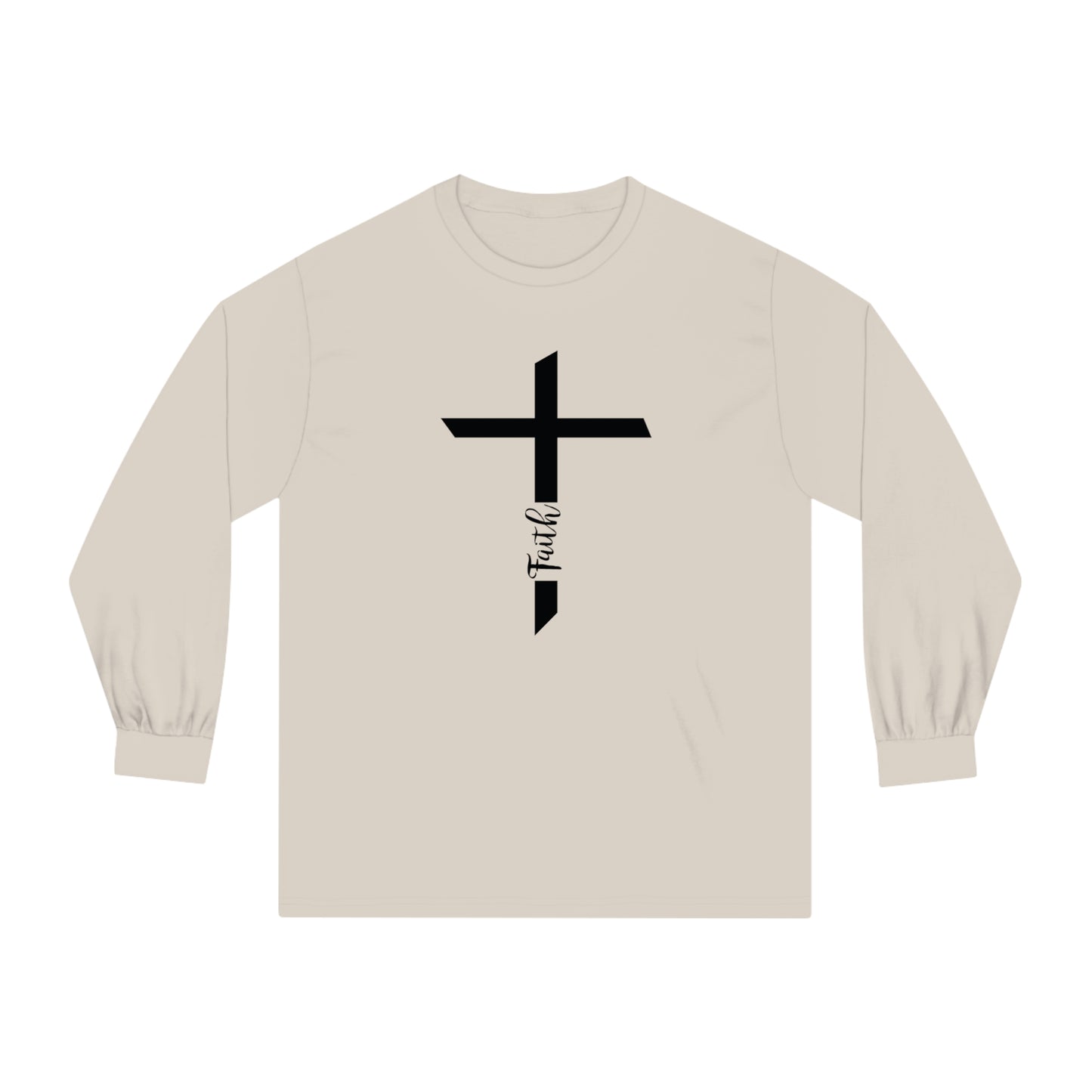 Unisex Classic Long Sleeve T-Shirt- Faith with Cross