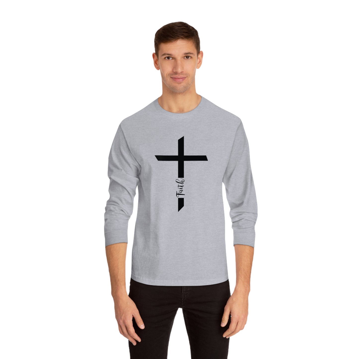 Unisex Classic Long Sleeve T-Shirt- Faith with Cross