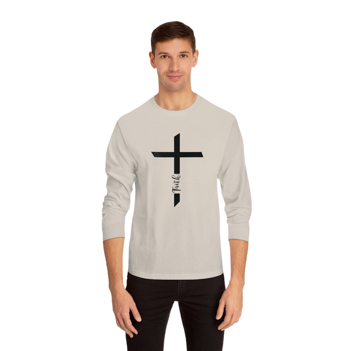 Unisex Classic Long Sleeve T-Shirt- Faith with Cross