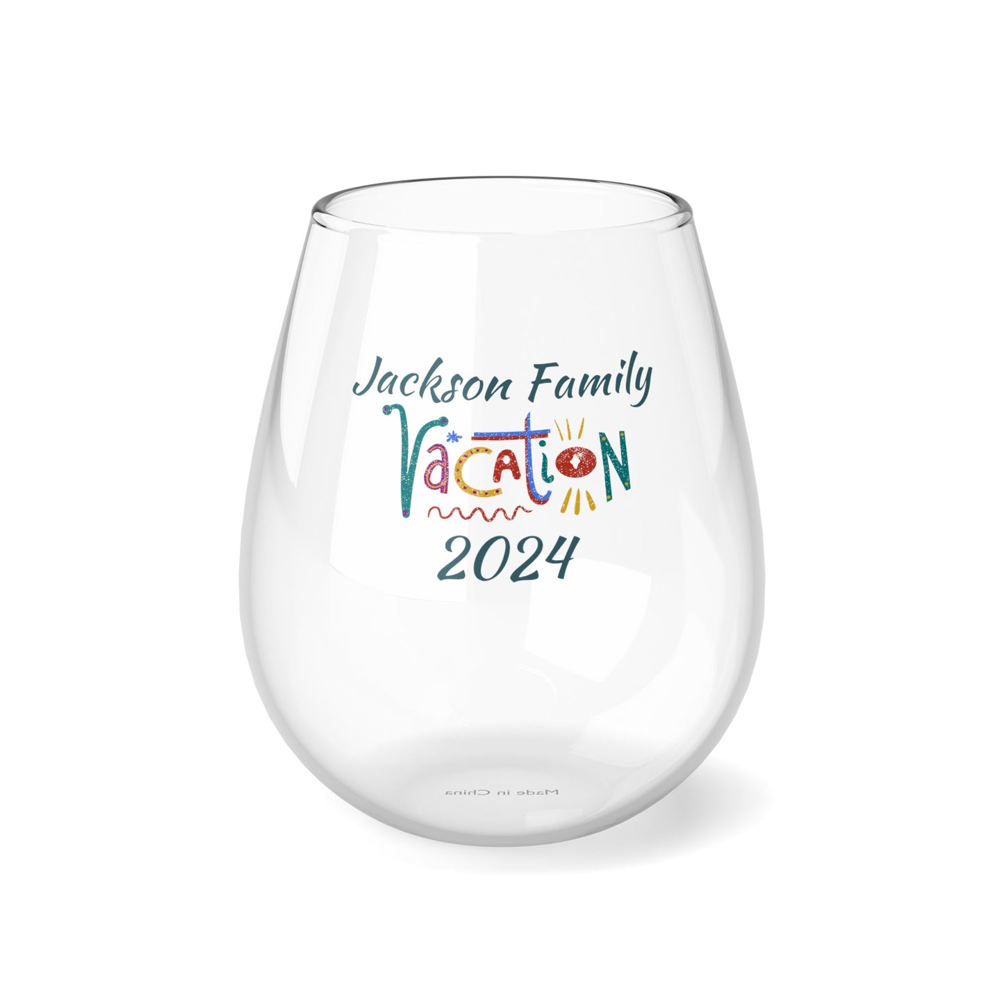 Family vacation Stemless Wine Glass, 11.75oz