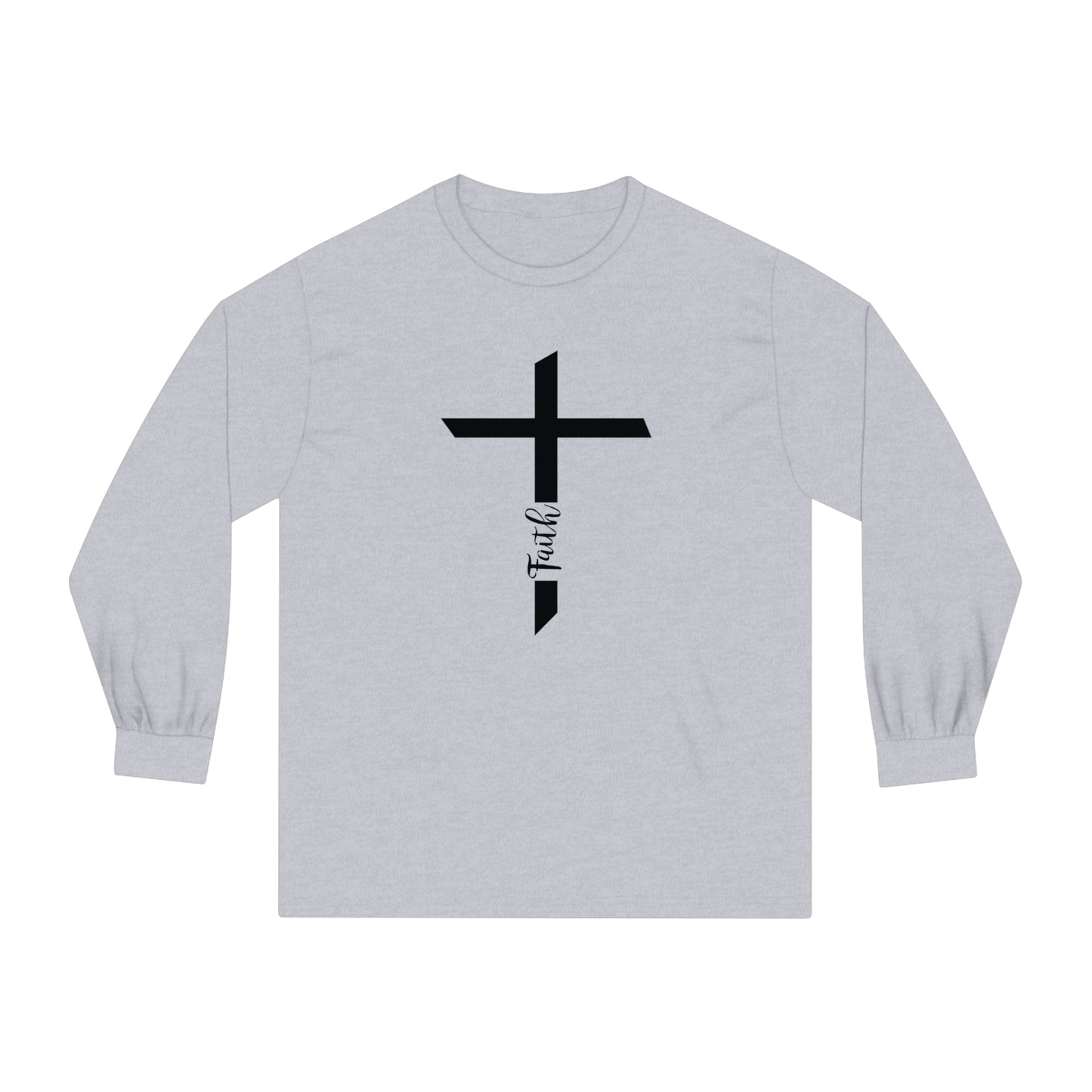 Unisex Classic Long Sleeve T-Shirt- Faith with Cross