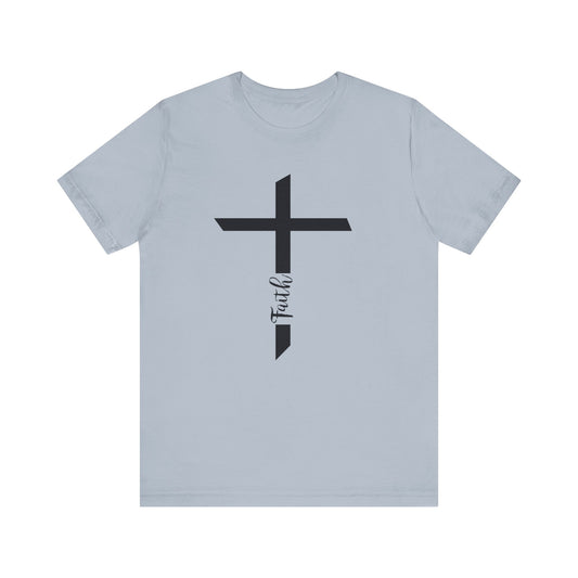 Unisex Jersey Short Sleeve Tee- Faith with Cross