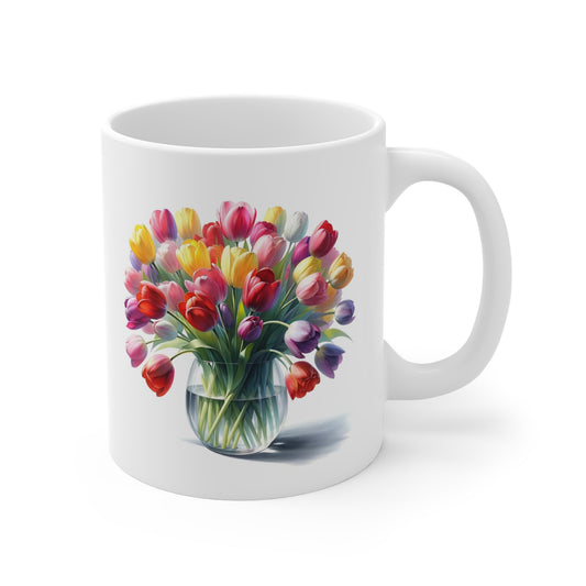 Mug 11oz- Multi color tulips for Mom