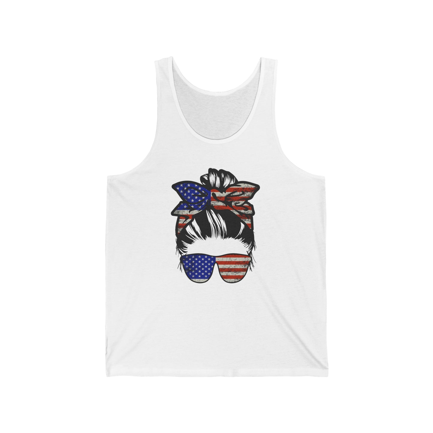 Unisex Jersey Tank Patriotic Mesy Bun