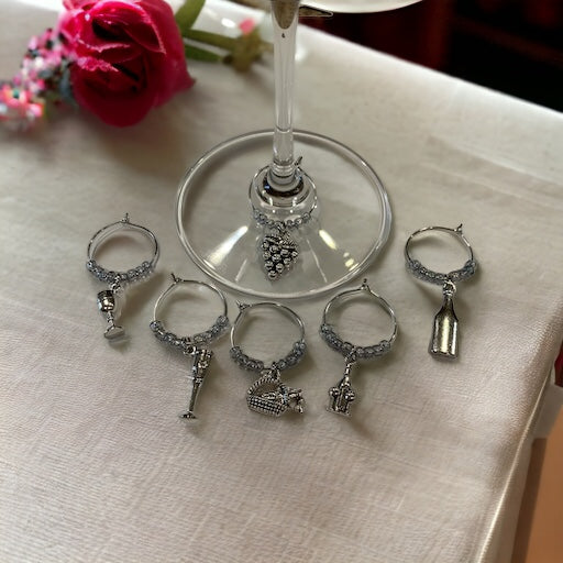 Wine Glass Charm Gift Set-Silver and Clear