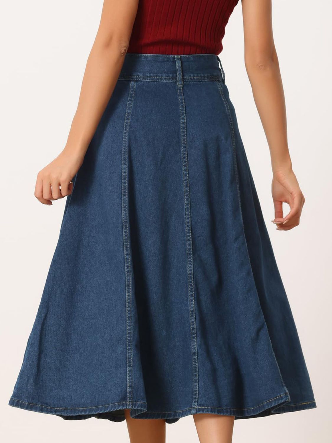 High Rise Denim Skirt with Pockets