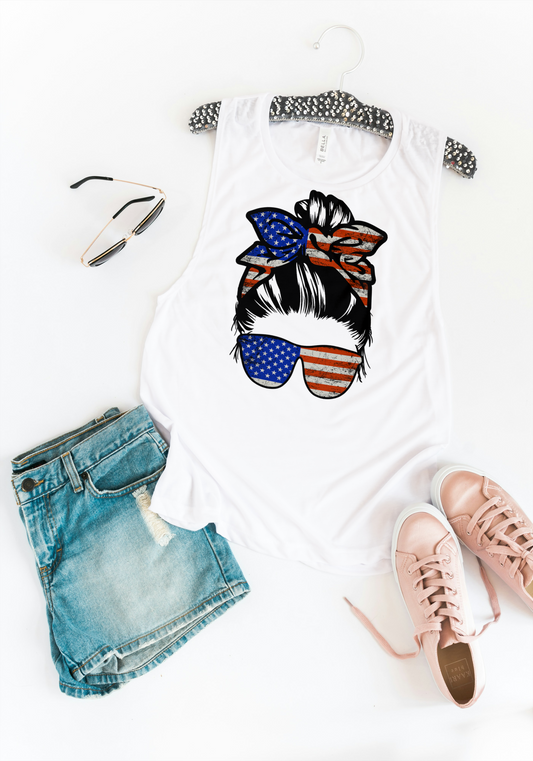 Unisex Jersey Tank Patriotic Mesy Bun